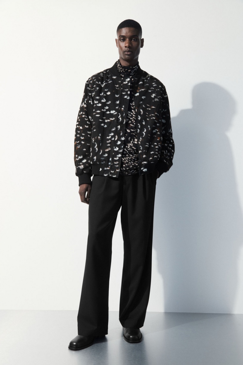 Pánské Bundy COS The Feather-Print Bomber Černé | CPUK-13985