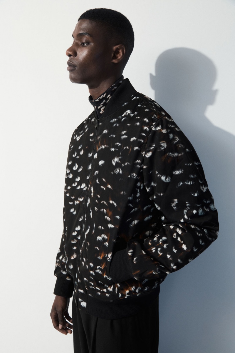 Pánské Bundy COS The Feather-Print Bomber Černé | CPUK-13985