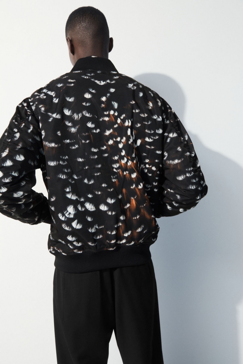 Pánské Bundy COS The Feather-Print Bomber Černé | CPUK-13985