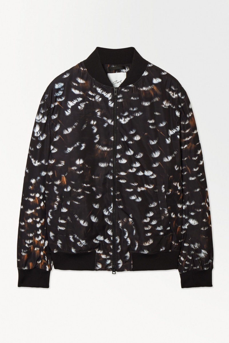 Pánské Bundy COS The Feather-Print Bomber Černé | CPUK-13985