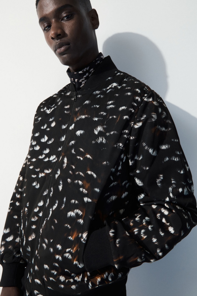 Pánské Bundy COS The Feather-Print Bomber Černé | CPUK-13985