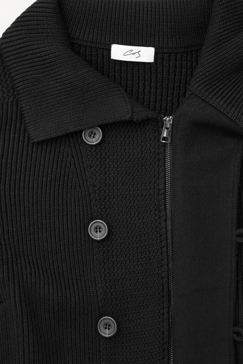 Pánské Bundy COS The Funnel-Neck Pletené Vlna Černé | PJNL-14862