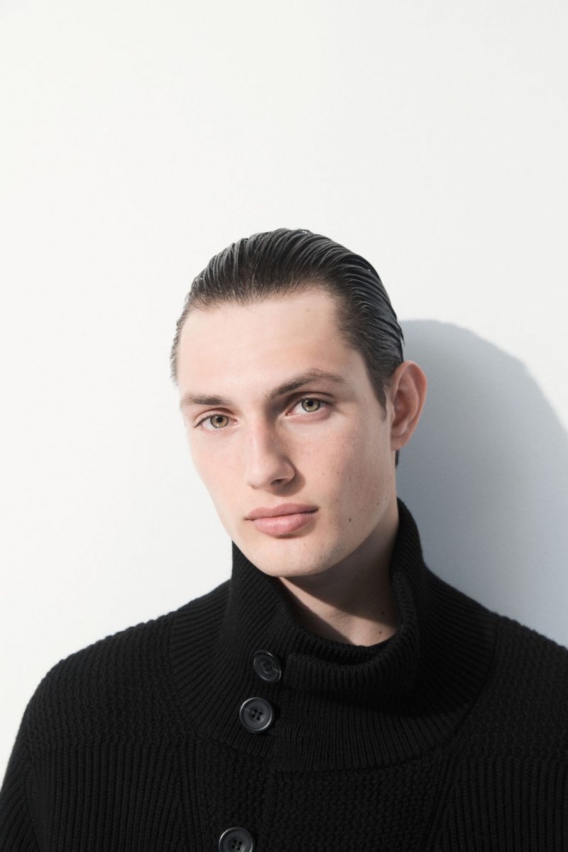Pánské Bundy COS The Funnel-Neck Pletené Vlna Černé | PJNL-14862