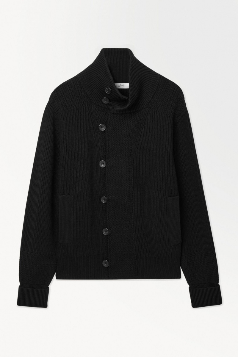 Pánské Bundy COS The Funnel-Neck Pletené Vlna Černé | PJNL-14862