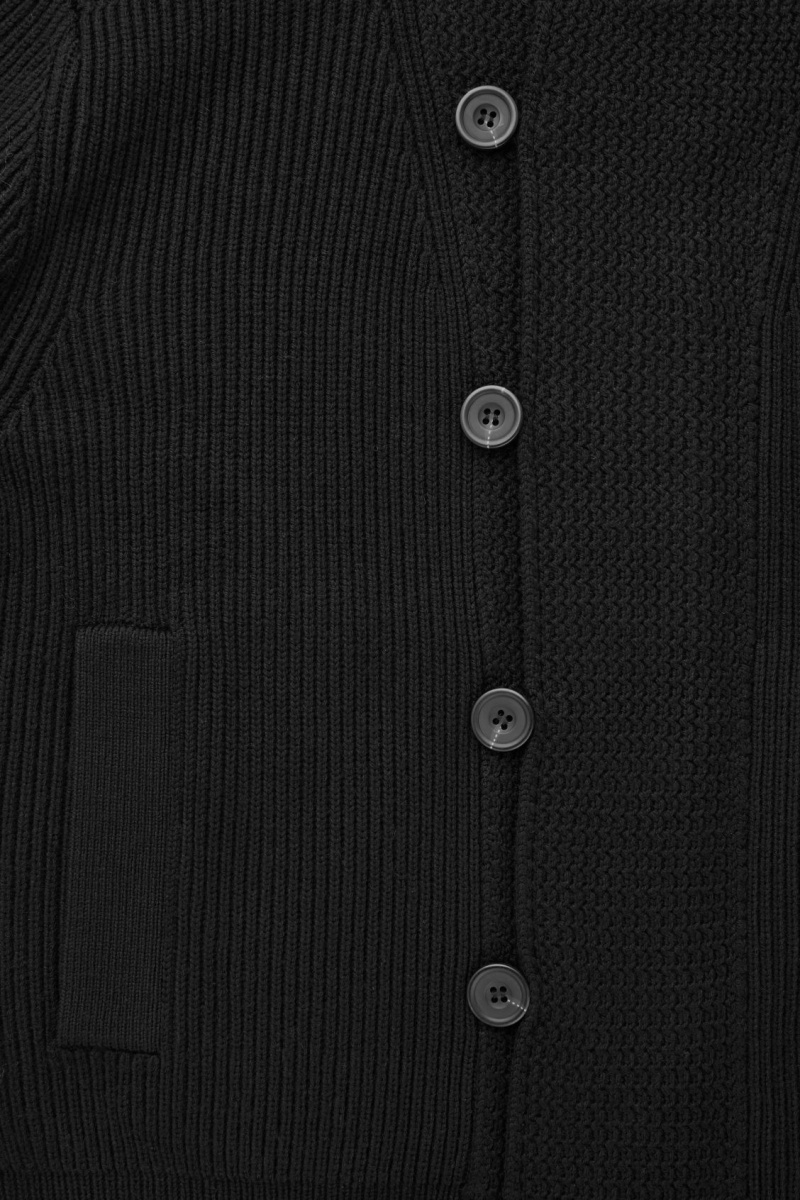 Pánské Bundy COS The Funnel-Neck Pletené Vlna Černé | PJNL-14862