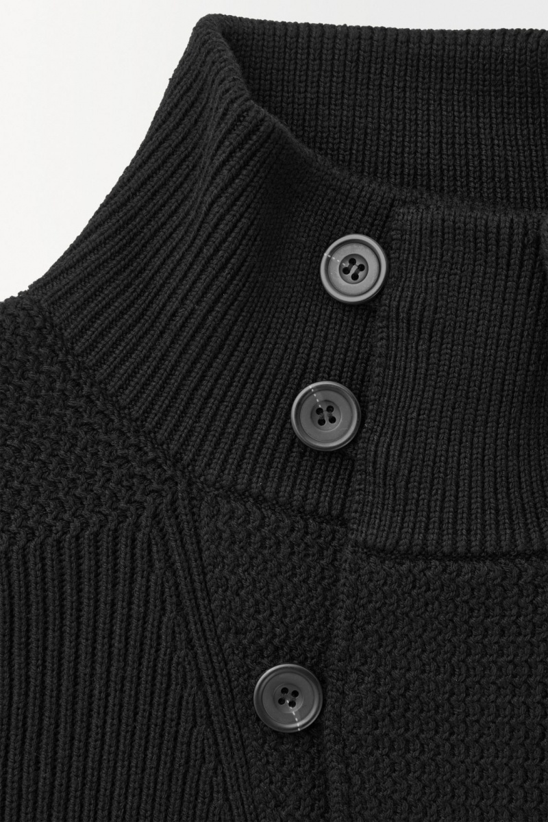 Pánské Bundy COS The Funnel-Neck Pletené Vlna Černé | PJNL-14862