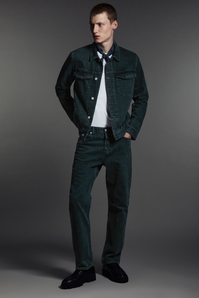 Pánské Bundy COS Two-Tone Denim Zelene | MLWP-63941