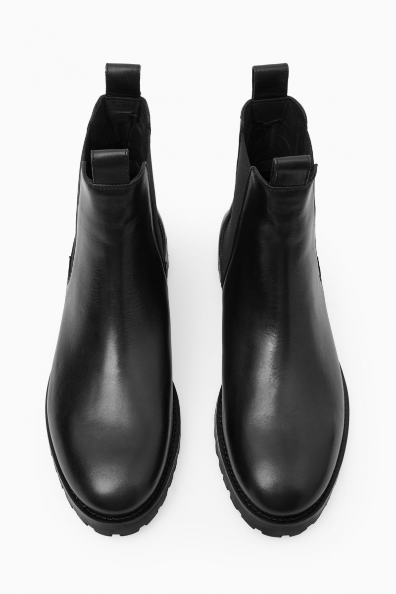 Pánské Chelsea Boty COS Læder Černé | CNXS-57432