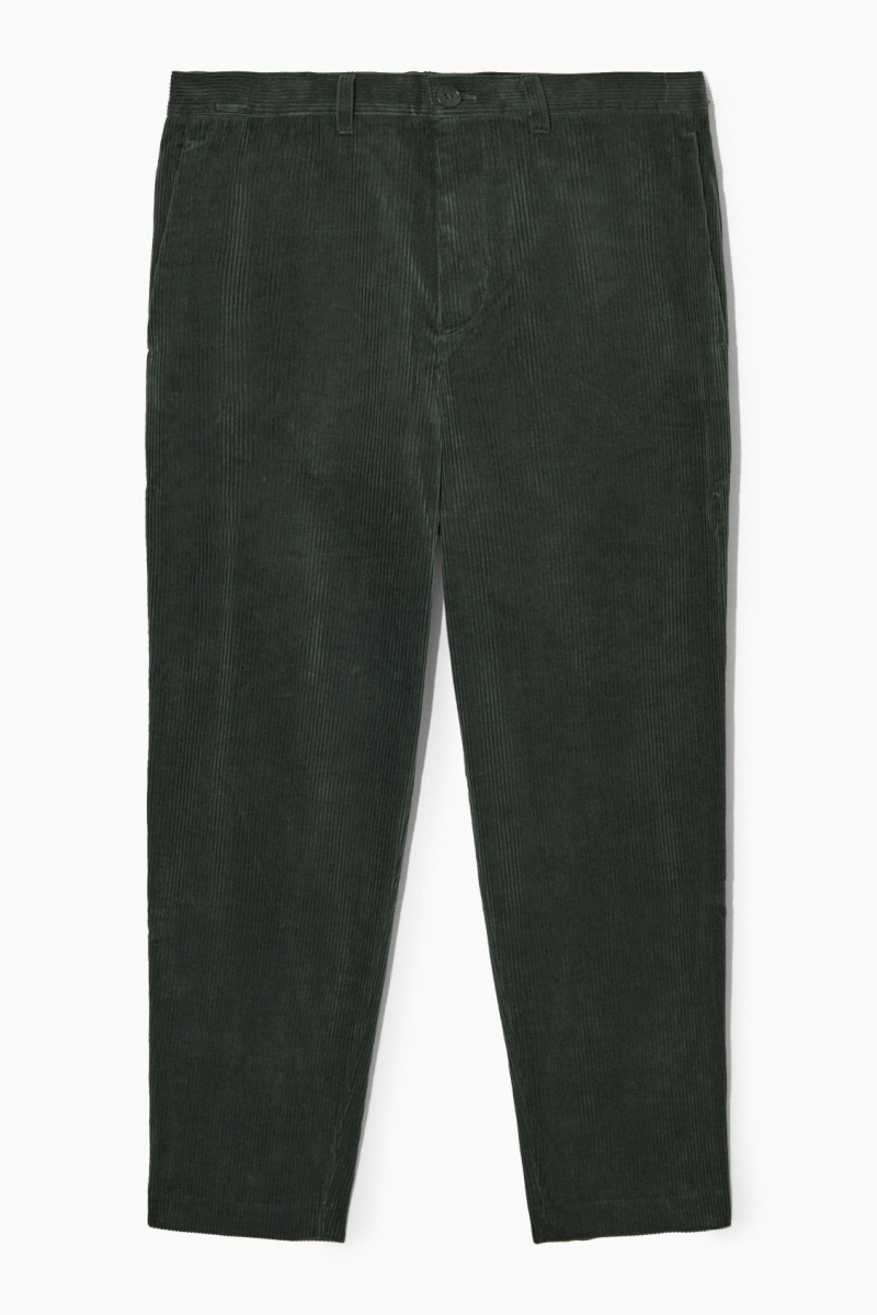 Pánské Chino Kalhoty COS Rovný-Leg Corduroy Tmavě Zelene | SPQG-68974
