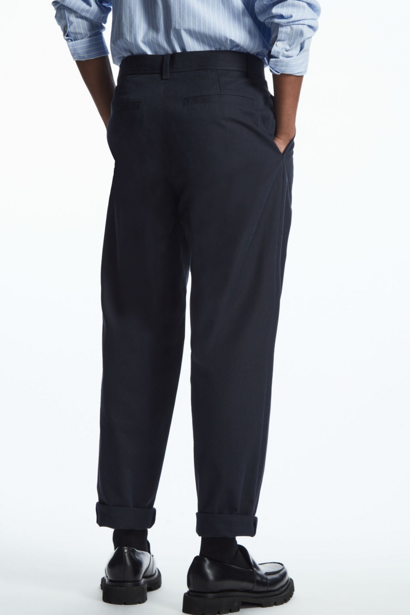 Pánské Chino Kalhoty COS Tapered Plisovaný Twill Tmavě Blankyt | UQPT-89146