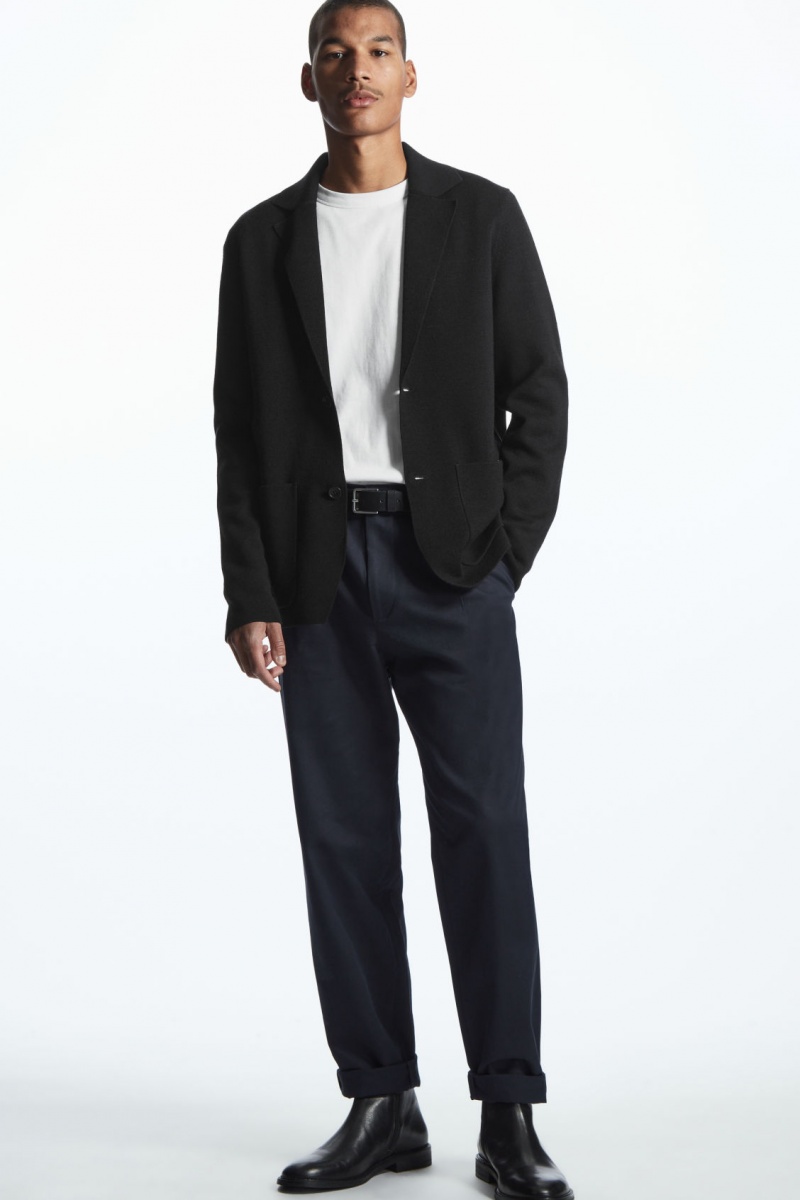 Pánské Chino Kalhoty COS Tapered Plisovaný Twill Tmavě Blankyt | UQPT-89146