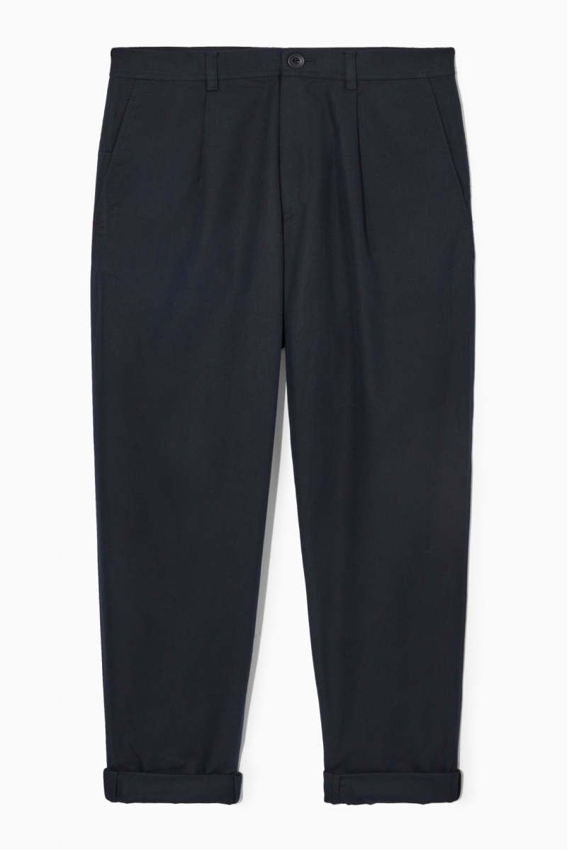 Pánské Chino Kalhoty COS Tapered Plisovaný Twill Tmavě Blankyt | UQPT-89146
