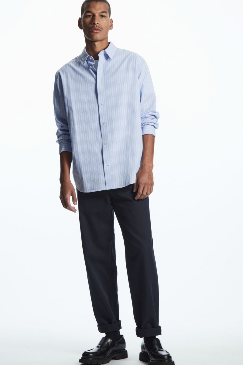 Pánské Chino Kalhoty COS Tapered Plisovaný Twill Tmavě Blankyt | UQPT-89146