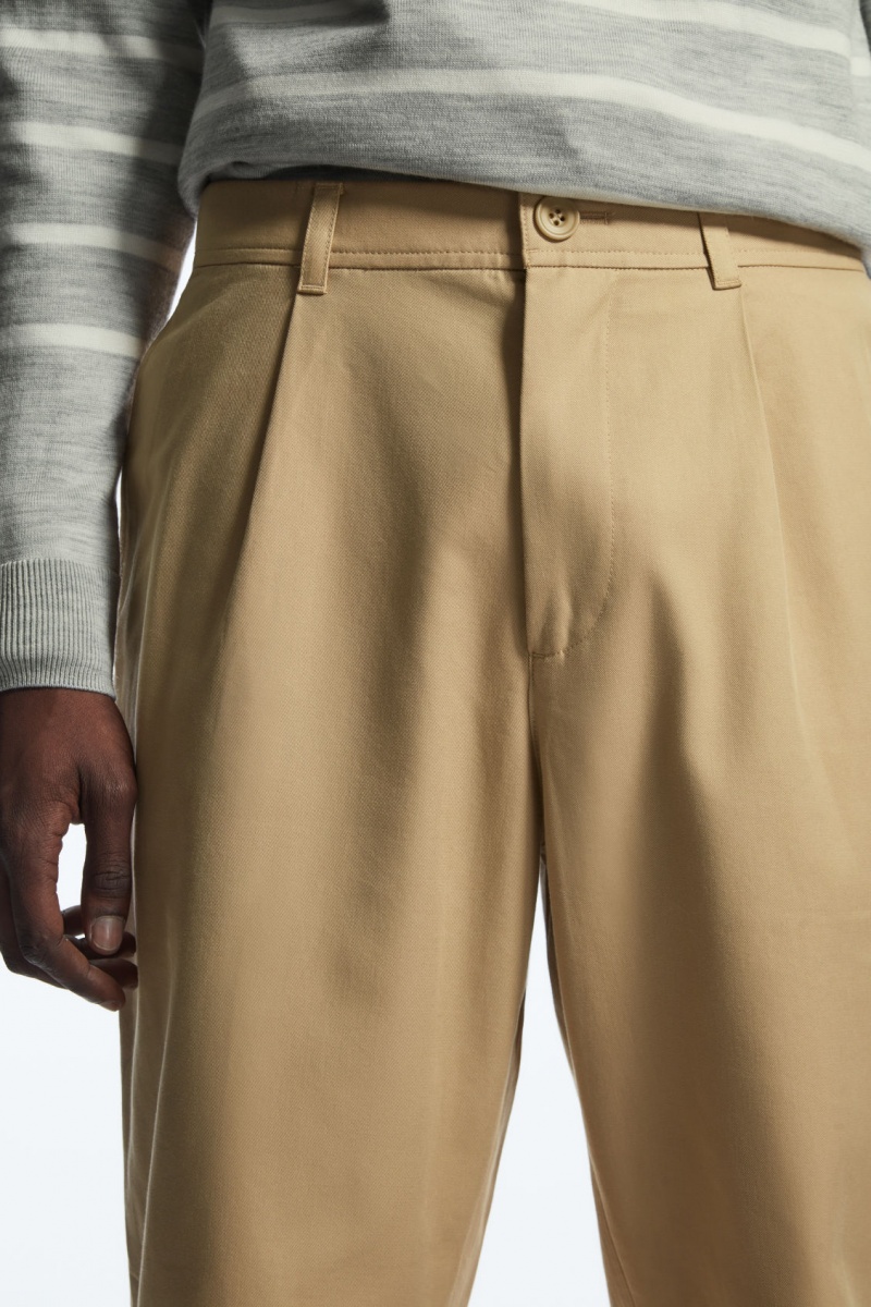 Pánské Chino Kalhoty COS Tapered Plisovaný Twill Béžový | IPMR-79130
