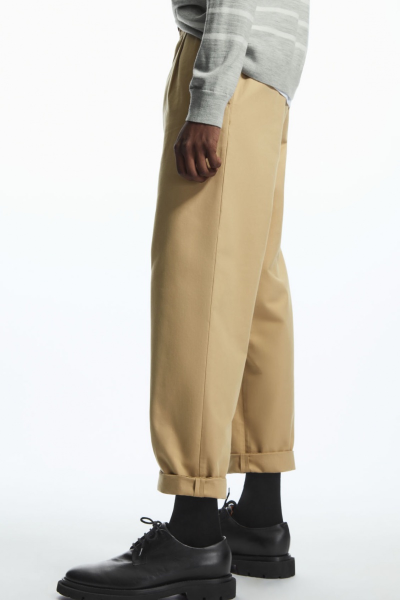 Pánské Chino Kalhoty COS Tapered Plisovaný Twill Béžový | IPMR-79130