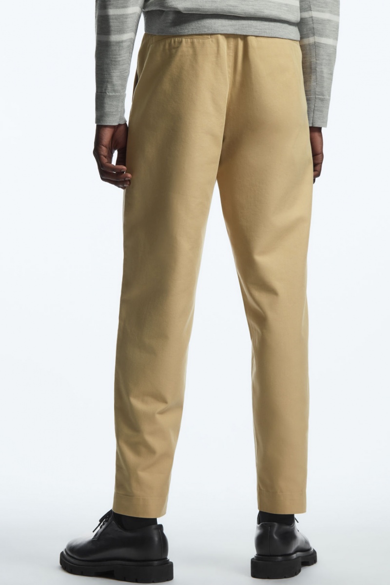 Pánské Chino Kalhoty COS Tapered Plisovaný Twill Béžový | IPMR-79130