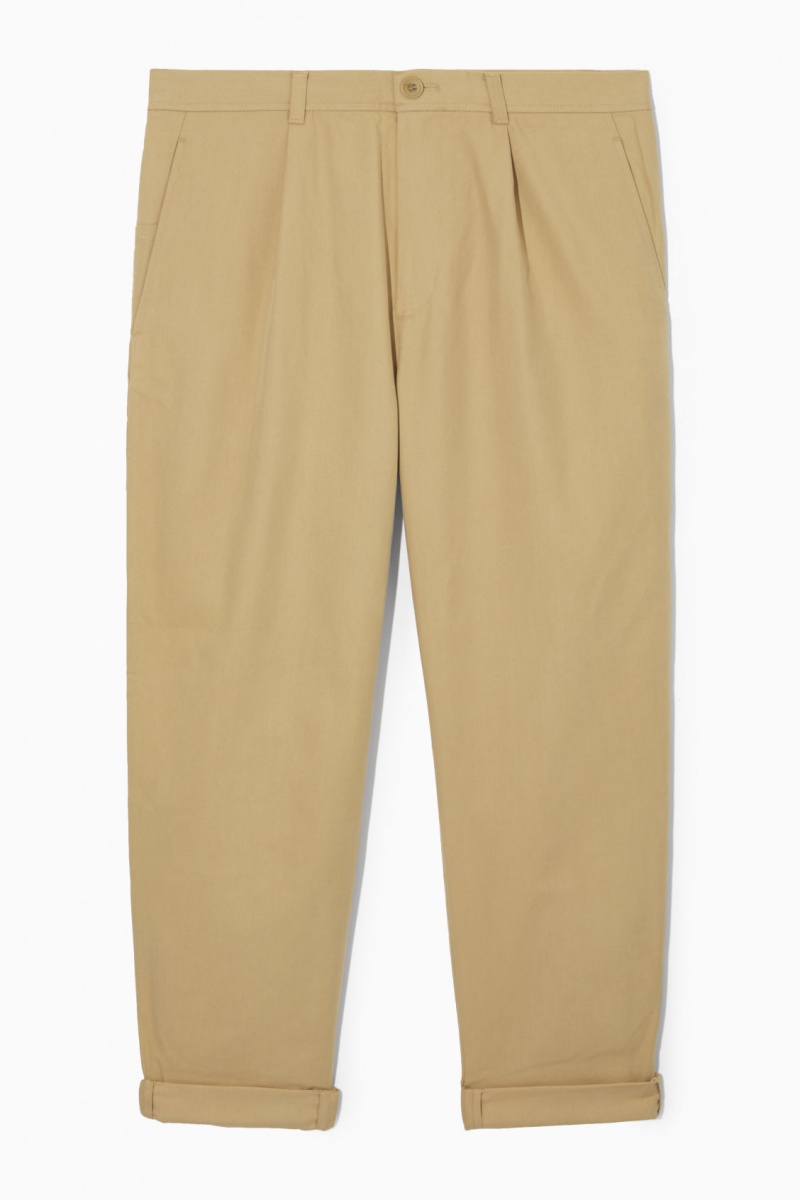 Pánské Chino Kalhoty COS Tapered Plisovaný Twill Béžový | IPMR-79130