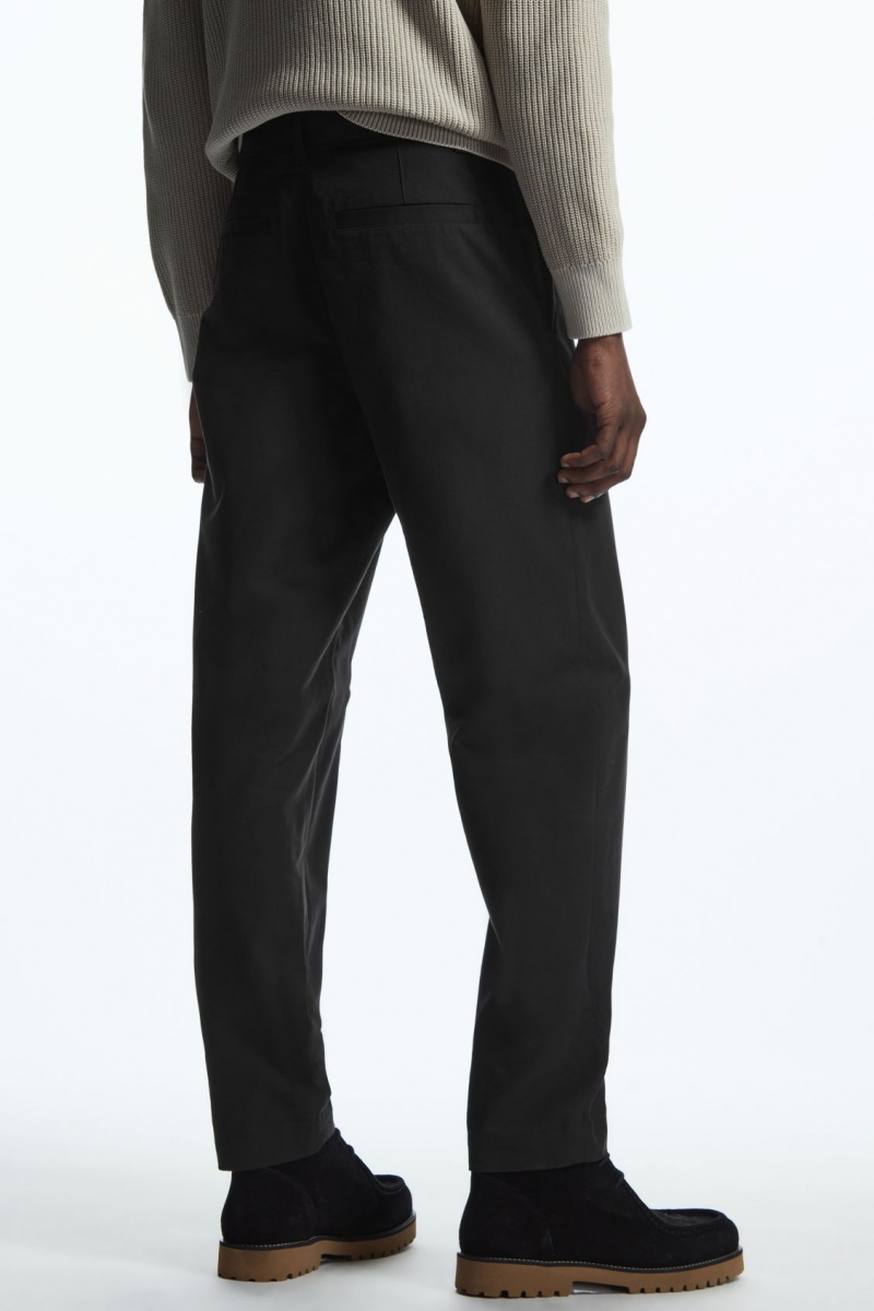 Pánské Chino Kalhoty COS Tapered Plisovaný Twill Černé | UHAQ-09468