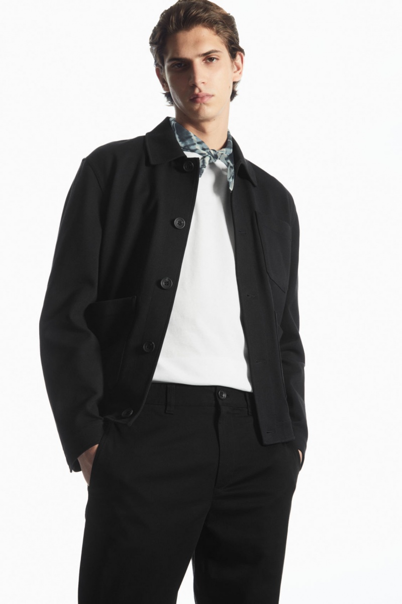 Pánské Chino Kalhoty COS Tapered Twill Černé | FZBV-21685