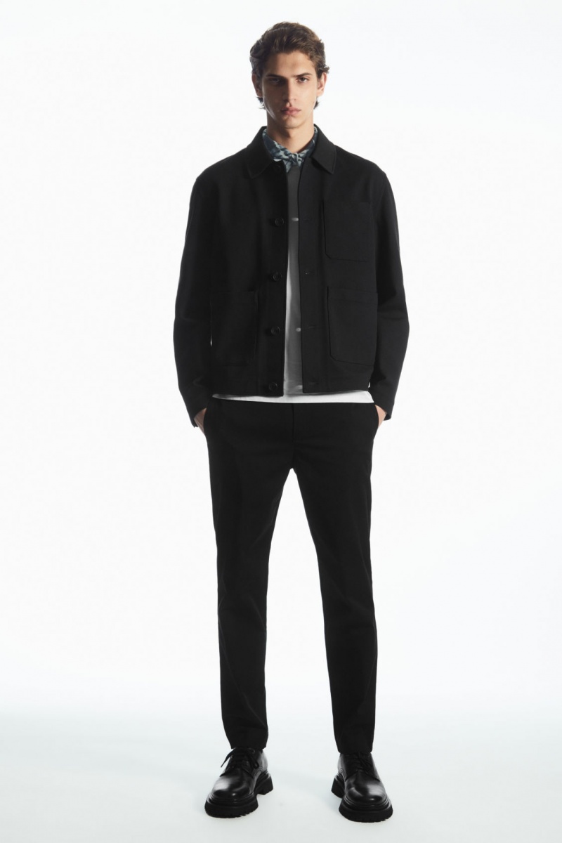 Pánské Chino Kalhoty COS Tapered Twill Černé | FZBV-21685