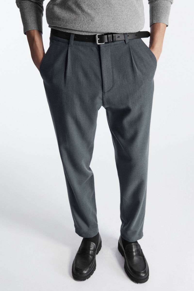 Pánské Chino Kalhoty COS Tapered Vlna Tmavě Tyrkysové | IDOB-08245