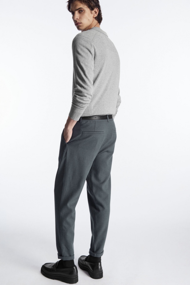 Pánské Chino Kalhoty COS Tapered Vlna Tmavě Tyrkysové | IDOB-08245