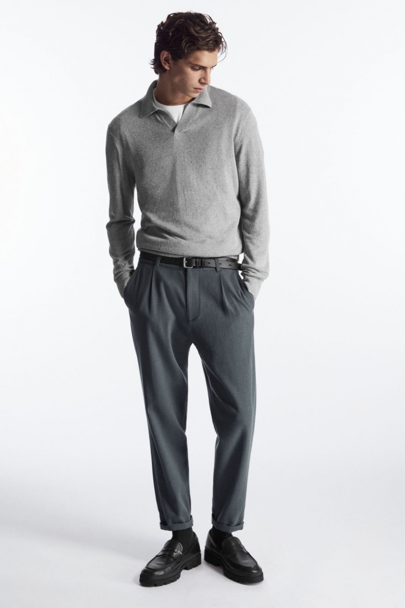 Pánské Chino Kalhoty COS Tapered Vlna Tmavě Tyrkysové | IDOB-08245