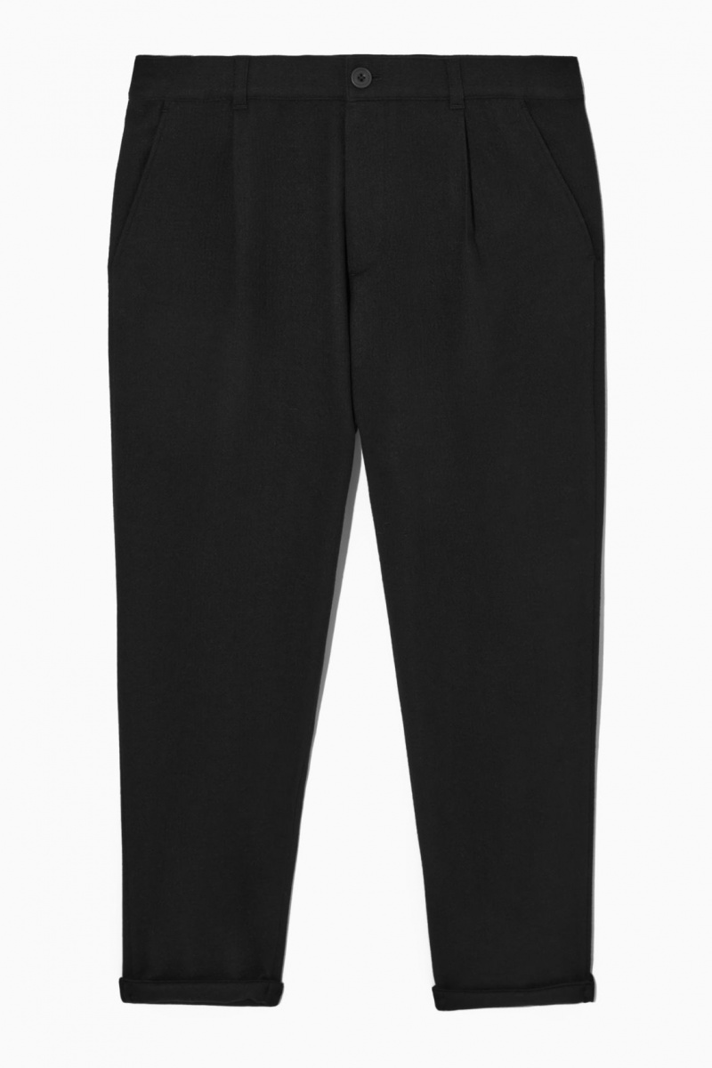 Pánské Chino Kalhoty COS Tapered Vlna Černé | VRKY-95318