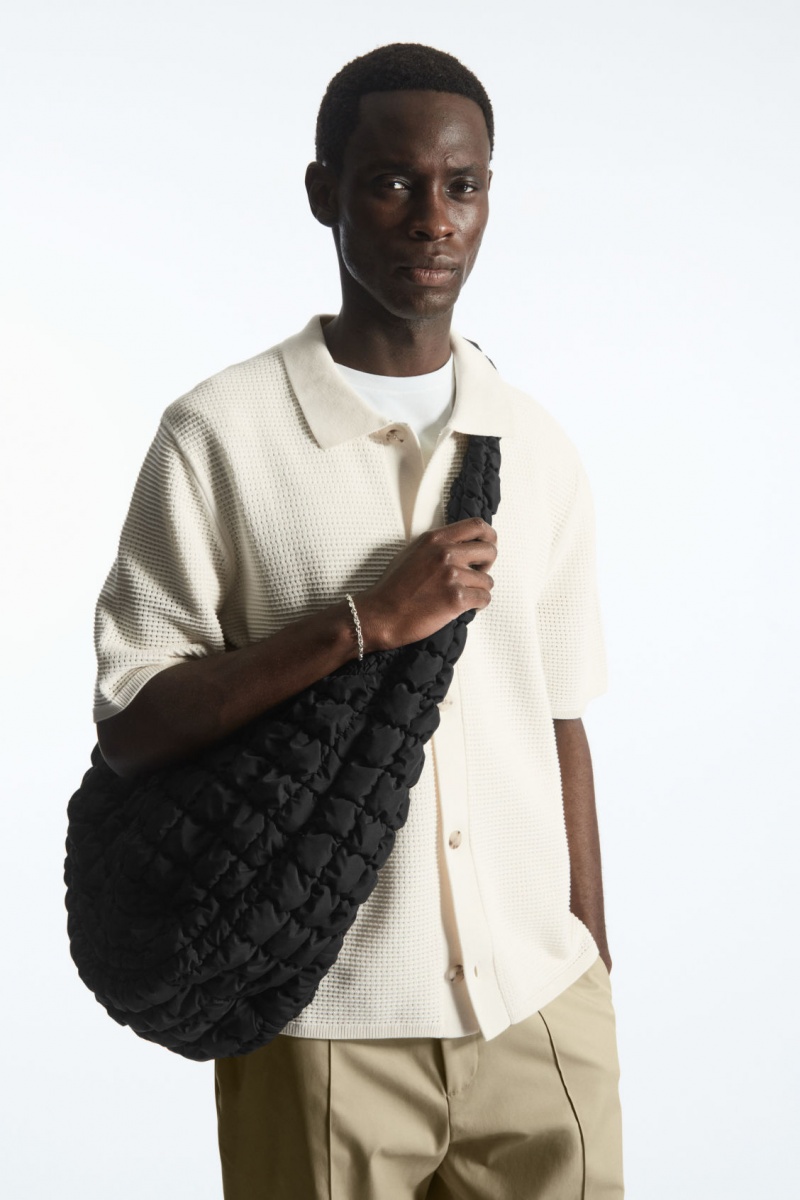 Pánské Crossbody Kabelka COS Oversized Prošívaný Černé | JUBZ-95473