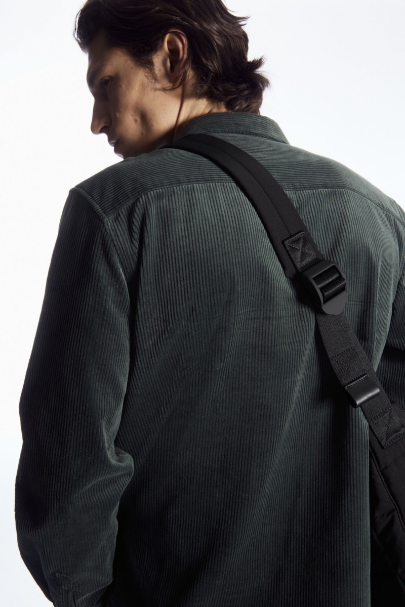 Pánské Crossbody Kabelka COS Prošívaný Messenger Ripstop Černé | SNAI-60132