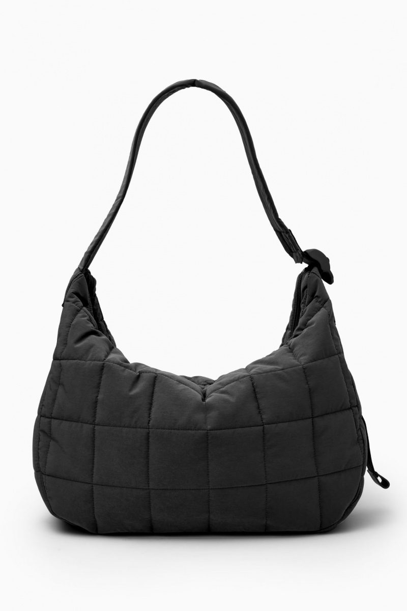 Pánské Crossbody Kabelka COS Prošívaný Messenger Ripstop Černé | SNAI-60132