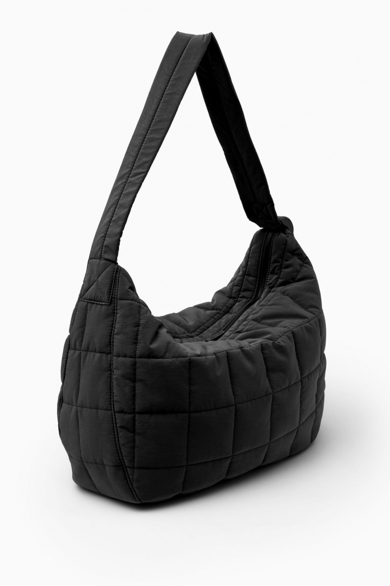 Pánské Crossbody Kabelka COS Prošívaný Messenger Ripstop Černé | SNAI-60132