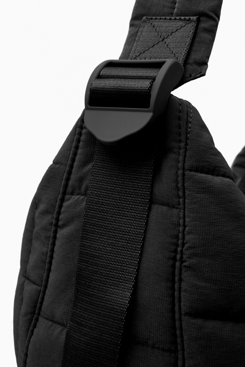 Pánské Crossbody Kabelka COS Prošívaný Messenger Ripstop Černé | SNAI-60132