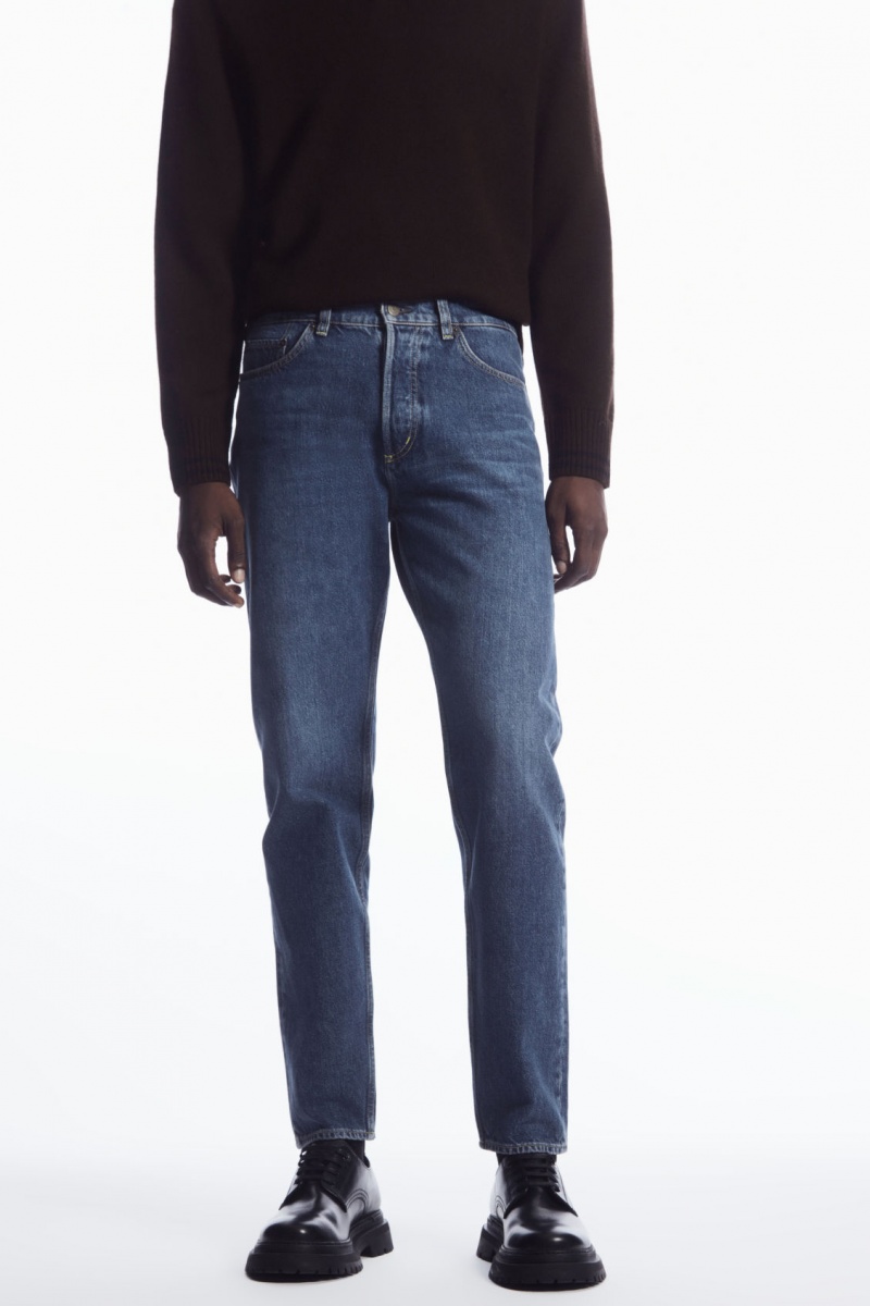 Pánské Džíny COS Regular-Fit Tapered-Leg Tmavě Blankyt | MODL-26704