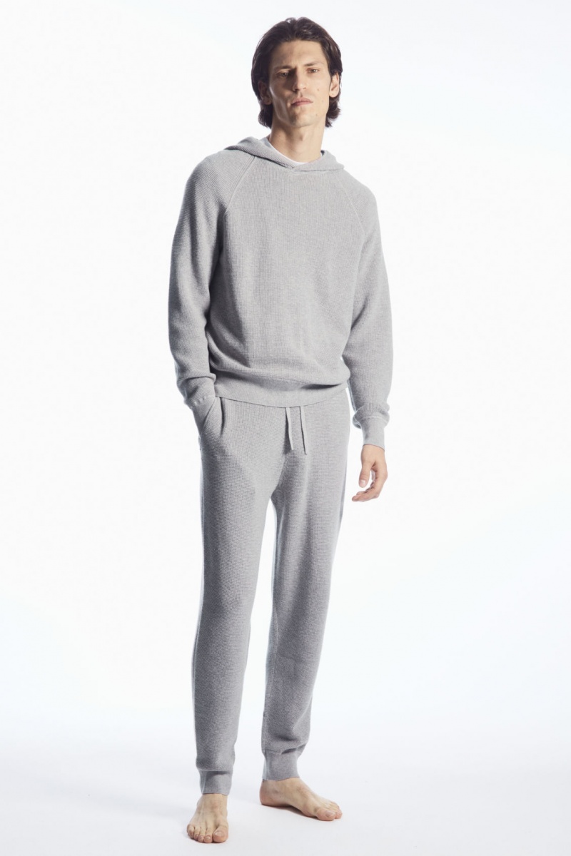 Pánské Jogger Kalhoty COS Waffle-Knit Cashmere-Blend Šedé | WXBR-89702