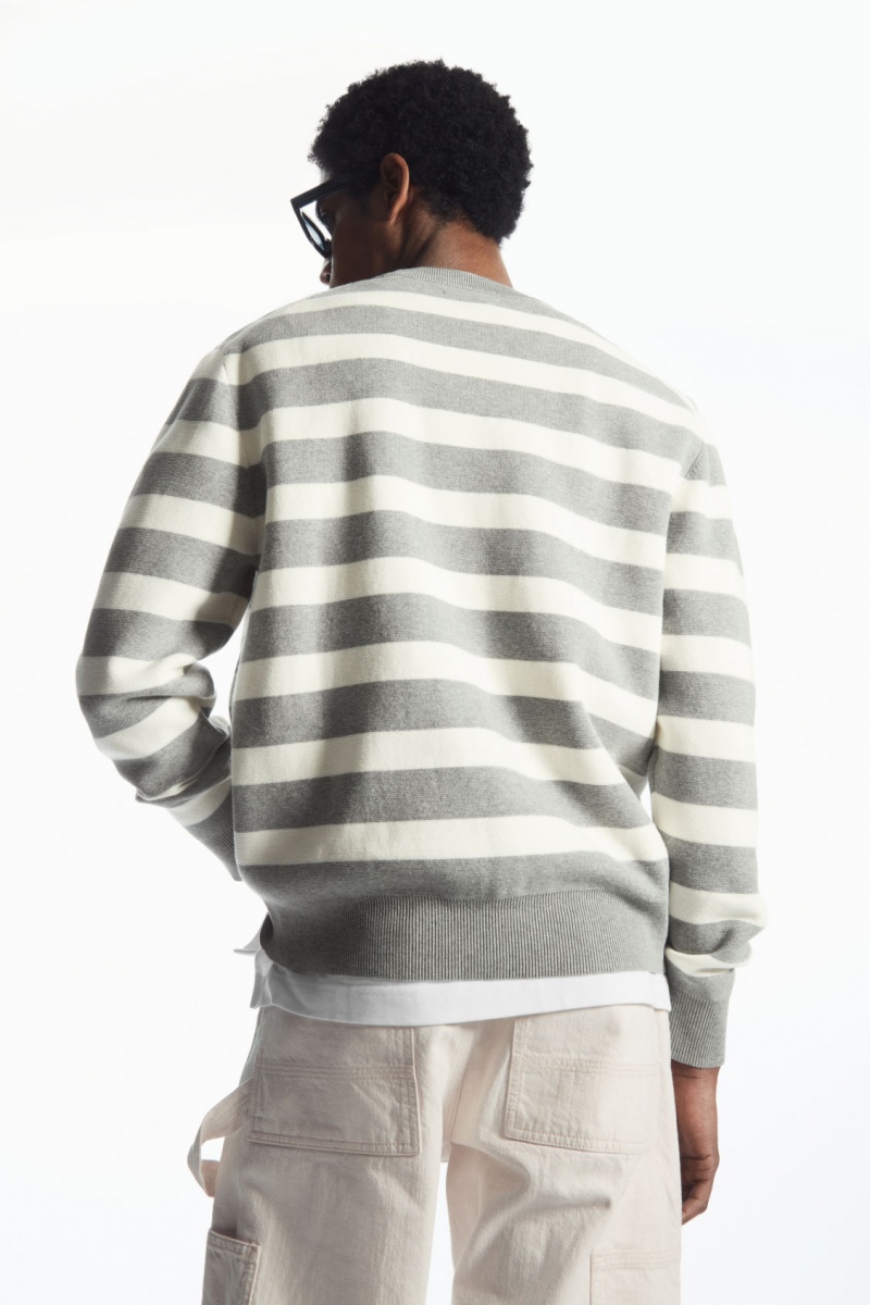 Pánské Jumpers COS Pruhovaný Pletené Šedé | MXQK-72196