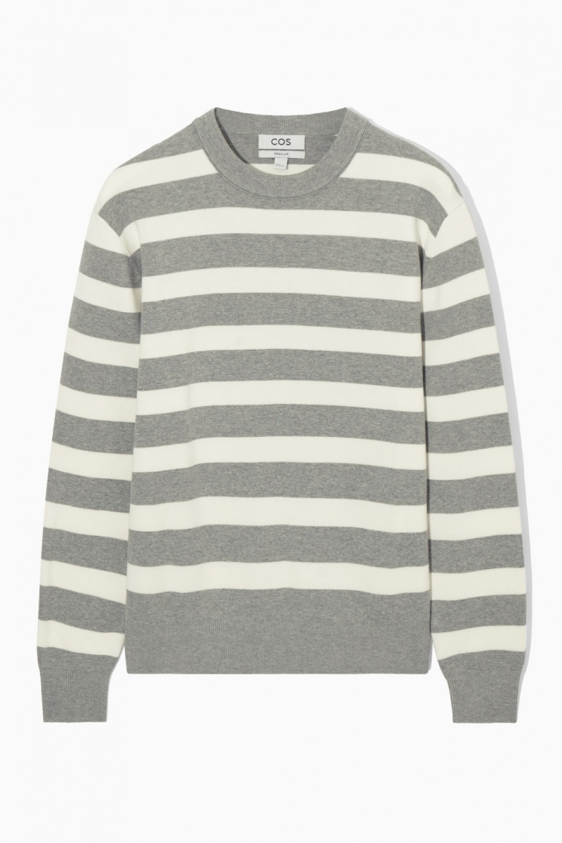 Pánské Jumpers COS Pruhovaný Pletené Šedé | MXQK-72196