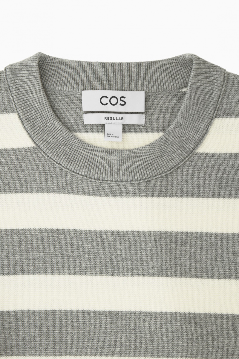Pánské Jumpers COS Pruhovaný Pletené Šedé | MXQK-72196