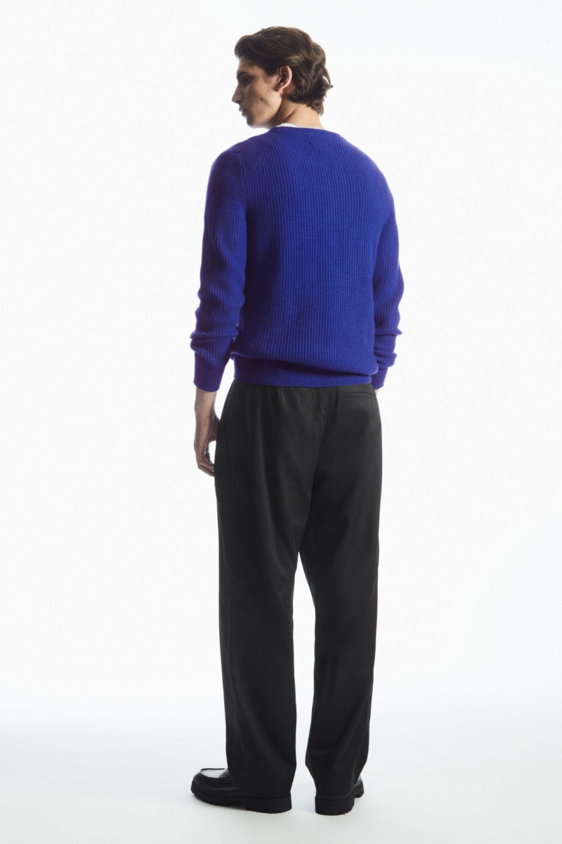 Pánské Jumpers COS Waffle-Knit Pure Cashmere Světle Blankyt | SPDZ-89534