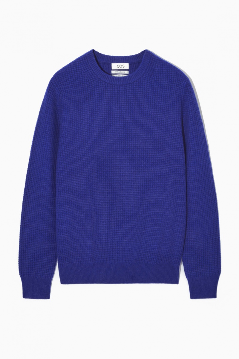 Pánské Jumpers COS Waffle-Knit Pure Cashmere Světle Blankyt | SPDZ-89534