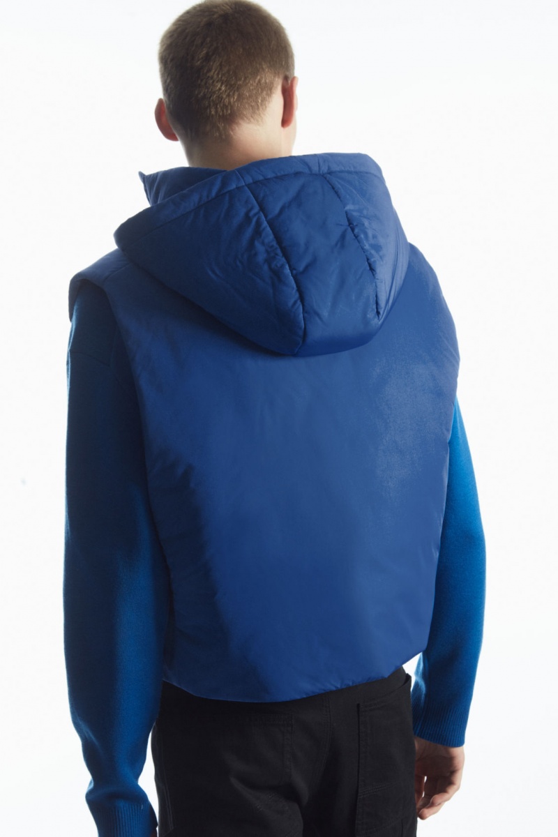 Pánské Kabáty COS Buckled-Side Polstrovaný S Kapucí Gilet Světle Blankyt | JUFH-21968
