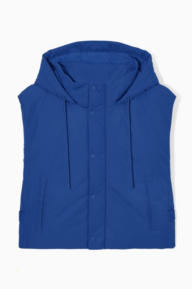 Pánské Kabáty COS Buckled-Side Polstrovaný S Kapucí Gilet Světle Blankyt | SWLX-02548