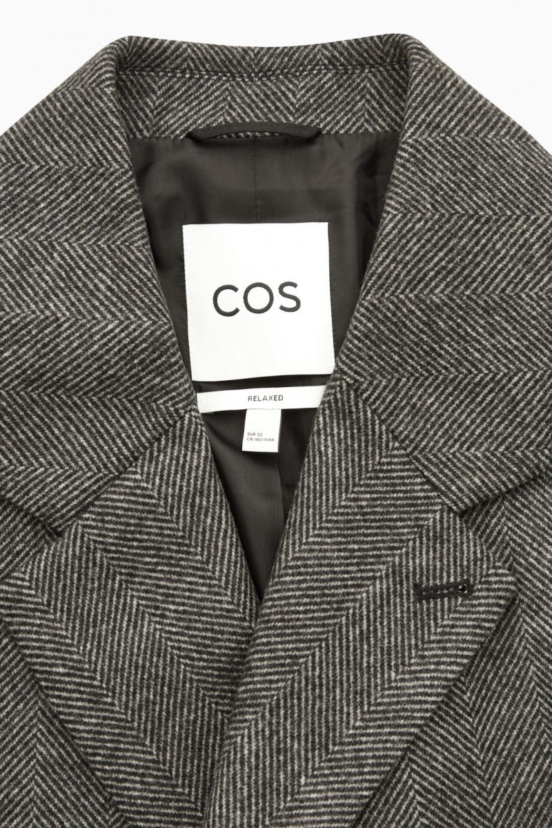 Pánské Kabáty COS Double-Breasted Herringbone Tmavě Šedé | DYQP-78326