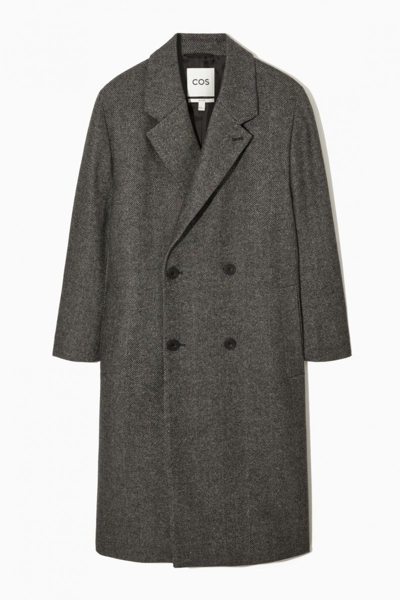 Pánské Kabáty COS Double-Breasted Herringbone Tmavě Šedé | DYQP-78326