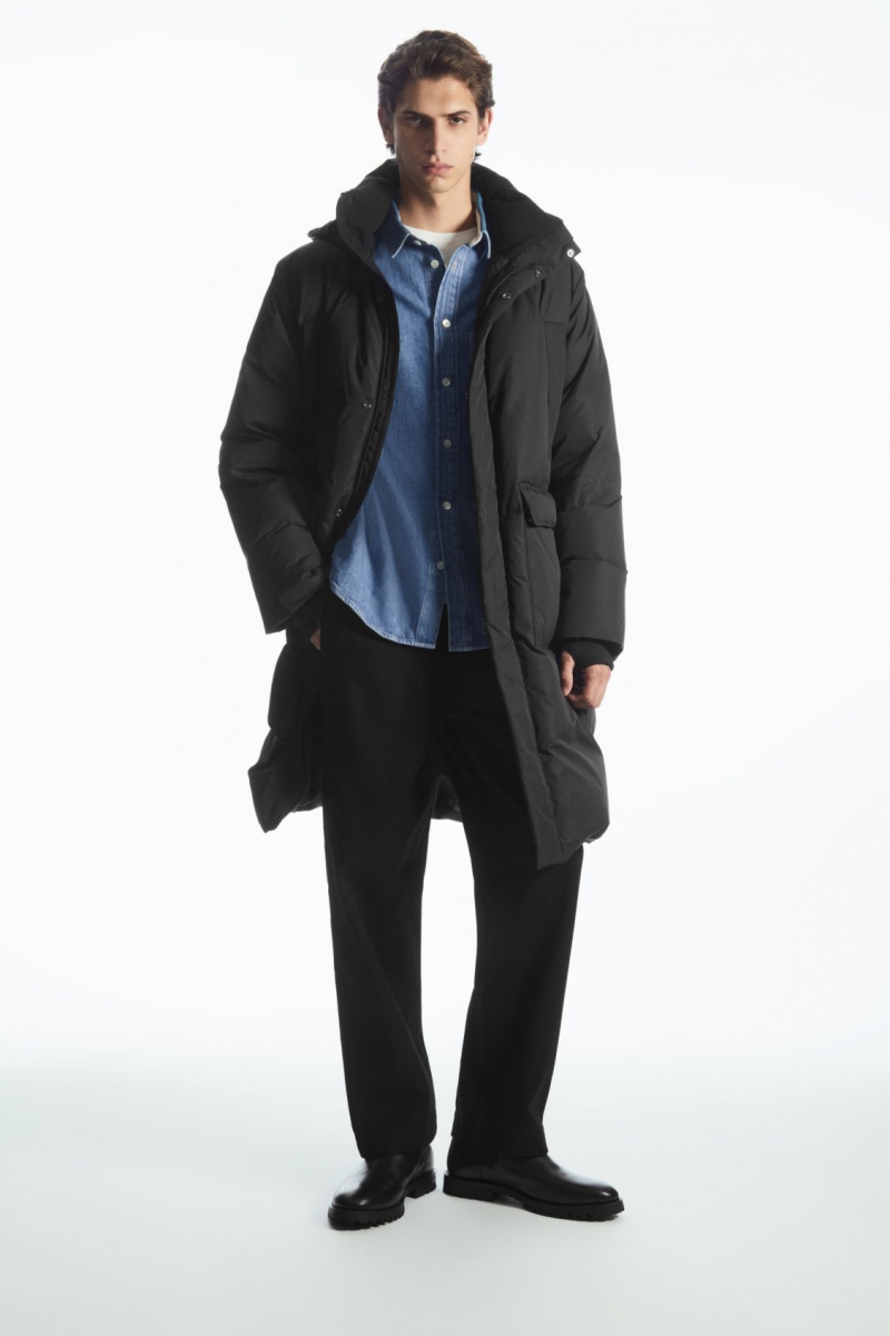 Pánské Kabáty COS Recycled-Down Puffer Černé | GWFT-81624