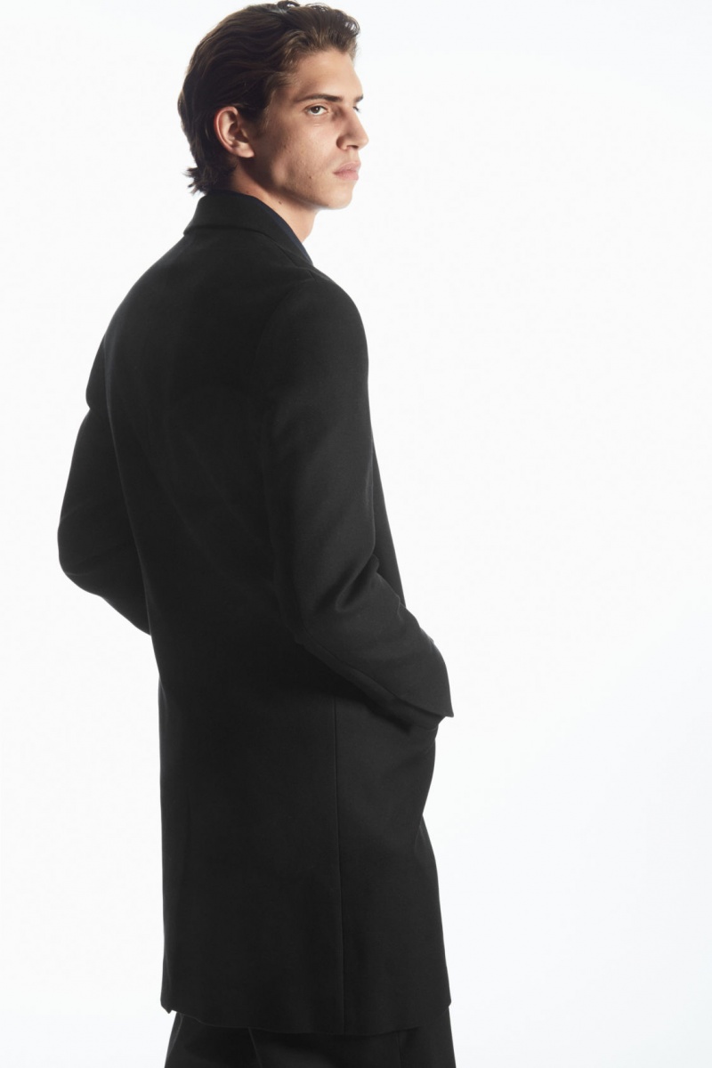 Pánské Kabáty COS Regular-Fit Twill Černé | DCRE-24813