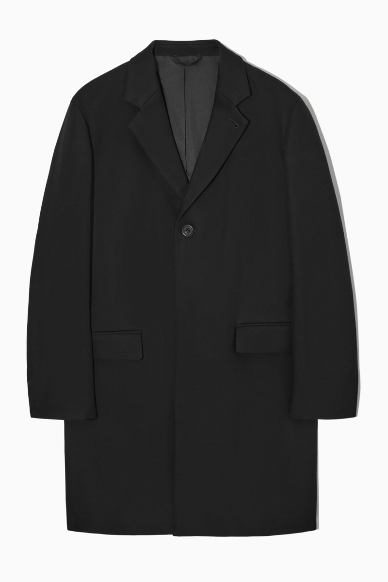 Pánské Kabáty COS Regular-Fit Twill Černé | DCRE-24813