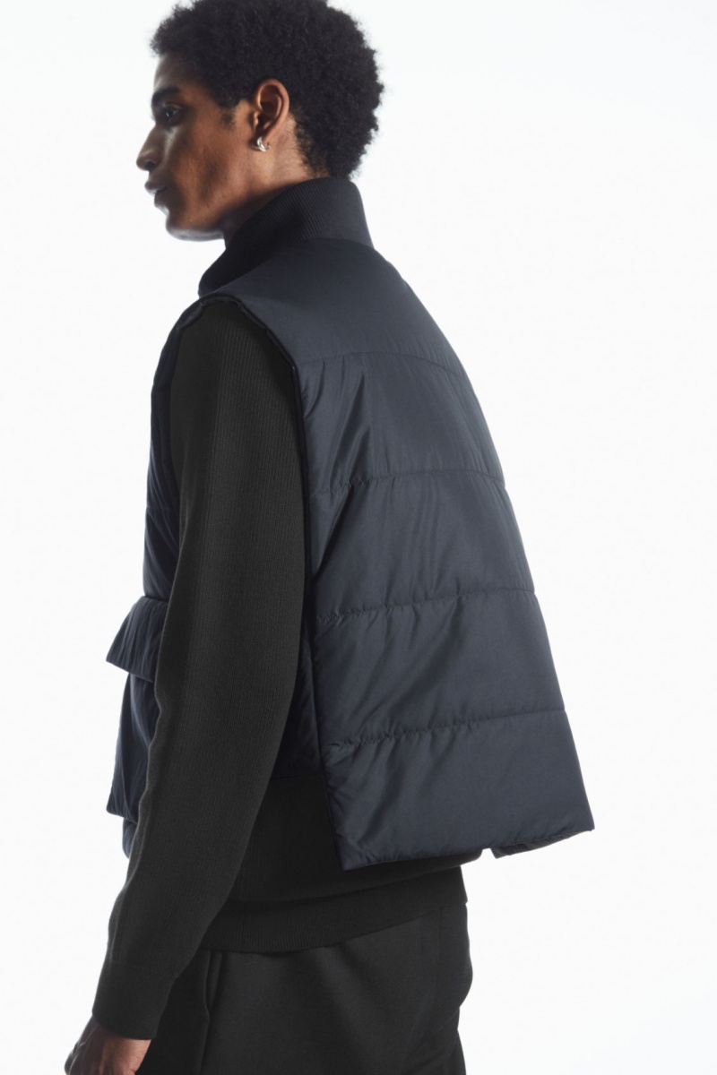 Pánské Kabáty COS Reversible Polstrovaný Utility Gilet Šedé Tmavě Blankyt | UMKO-67540
