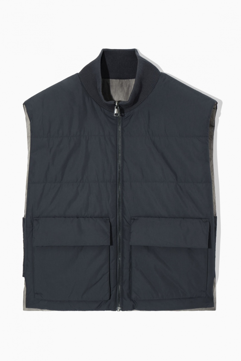 Pánské Kabáty COS Reversible Polstrovaný Utility Gilet Šedé Tmavě Blankyt | UMKO-67540