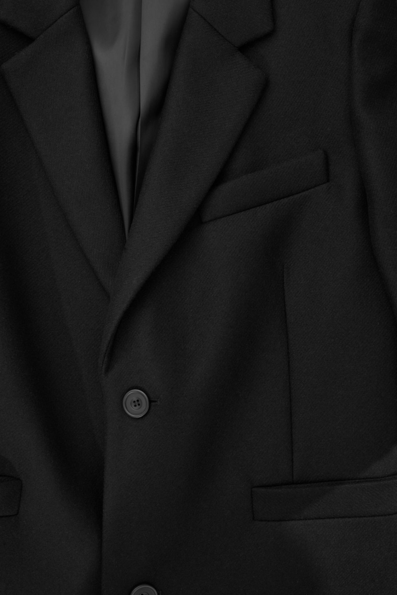 Pánské Kabáty COS Tailored Vlna Over Černé | MYFD-24869